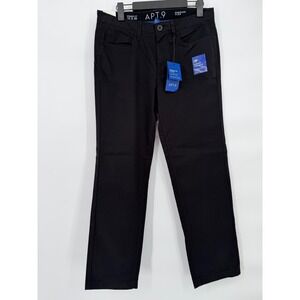 APT 9 Mens Black Straight Fit Stretch Fabric Comfort Waistband Pants‎ 32x30